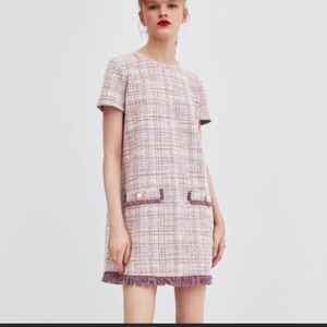 Zara Trafaluc tweed dress with fringe